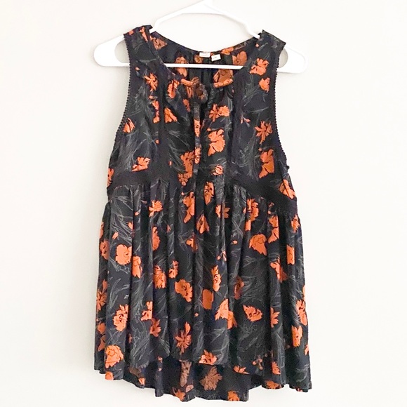 Melrose and Market Tops - MELROSE & MARKET Orange & Black Floral Top